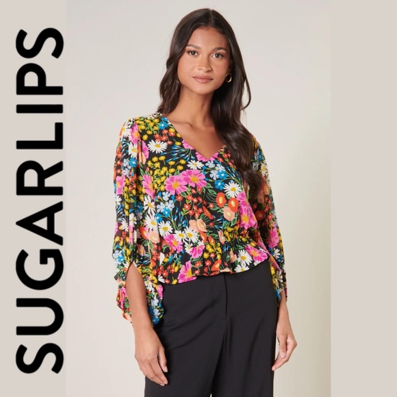 Sugarlips Lupita Floral Ways Balloon Sleeve Blouse - Picture 1 of 16